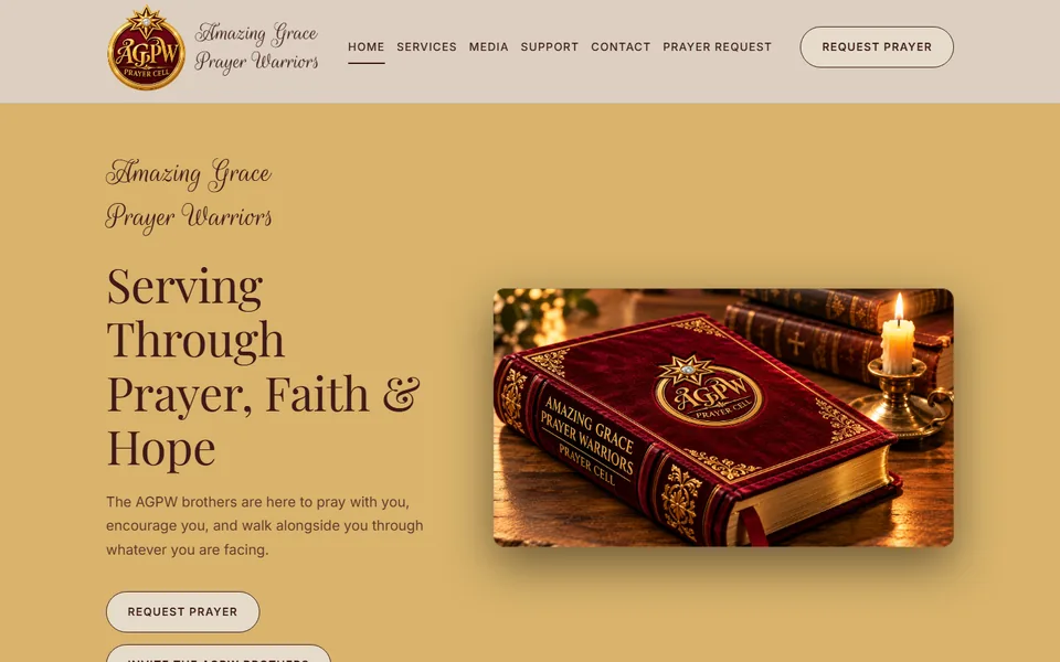 Homepage of agpw.in, Amazing Grace Prayer Warriors' prayer-request and ministry website